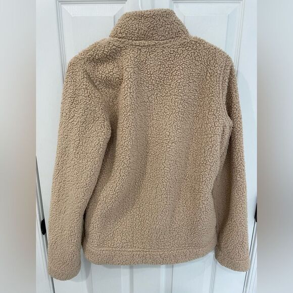 Tommy Hilfiger Tan Teddy Faux Fur Quarter Zip Pullover Sweater Women’s Size XS - Picture 2 of 6